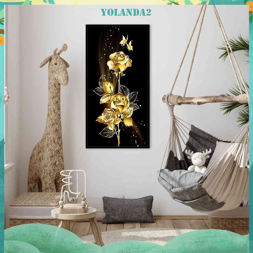 Bộ Tranh Thêu Chữ Thập 11CT DIY Hình Hoa Hồng Vàng Đủ Màu