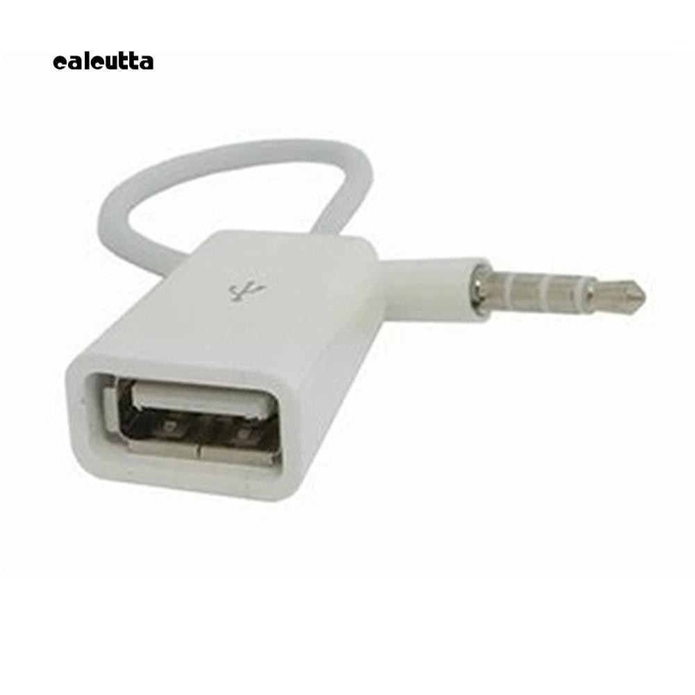CAL_20cm USB Female to 3.5mm Male Audio Jack Car AUX Adapter Cable Converter Cord