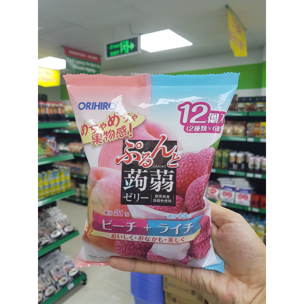 Thạch Hoa Quả Orihiro Nhật Bản Hương Vị Trái Cây Đào, Nho, Táo, Dưa Lưới Dai Dai, Ngon Ngon Gói 240g