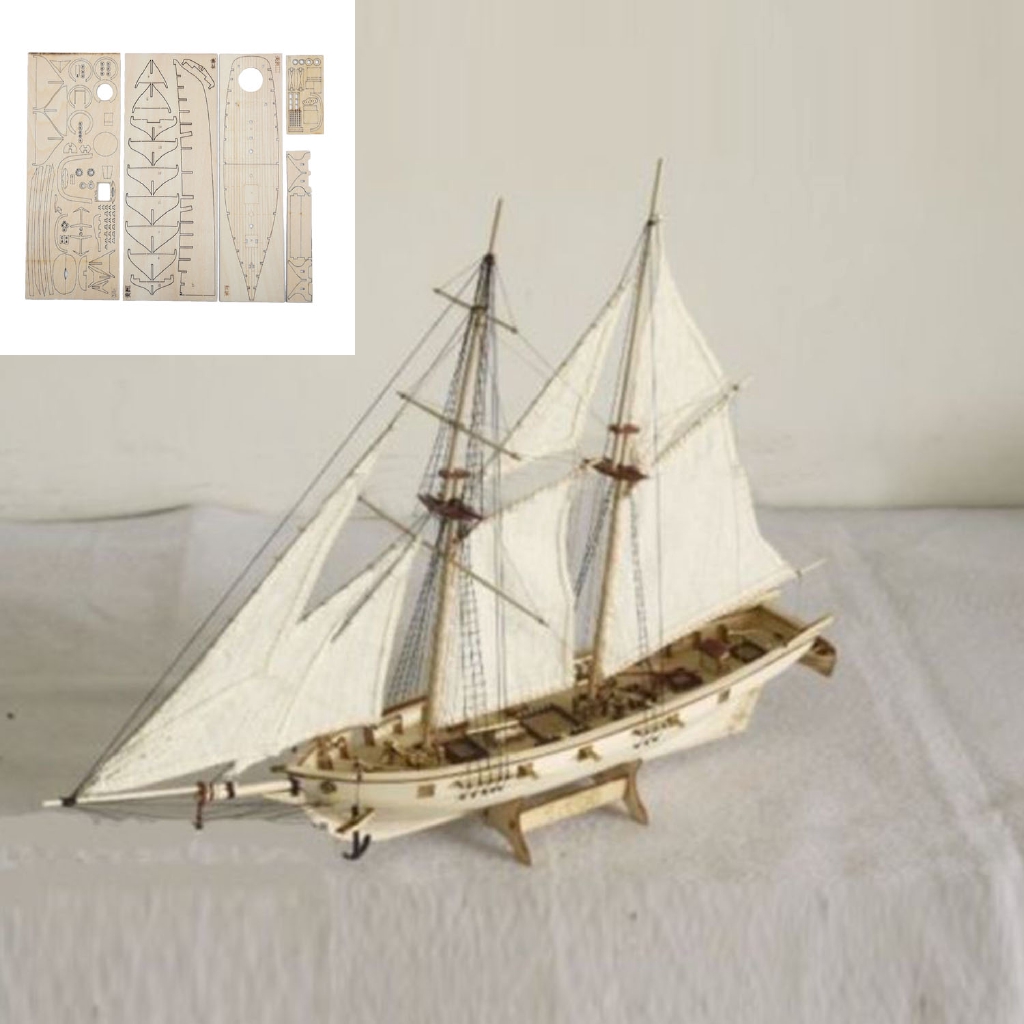 1:120 Scale Wooden Wood Sailboat Ship Kits Decoration Boat Gift Toy