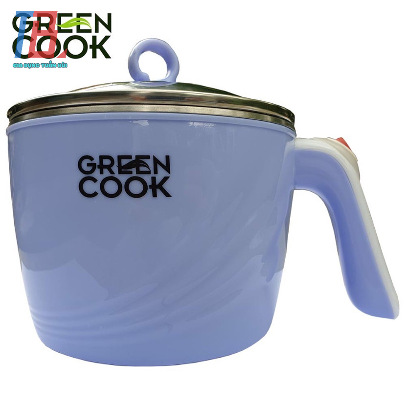 Nồi lẩu mini Greencook dung tích 1.2L, công suất 600W, có xửng hấp, màu ngẫu nhiên - Bảo hành 12 tháng