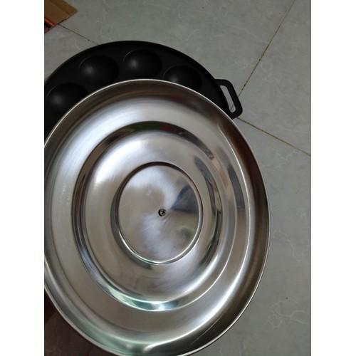 Khuôn Bánh Khọt 12 Lỗ Chống Dính bằng gang Có Nắp Khuôn Dày inox