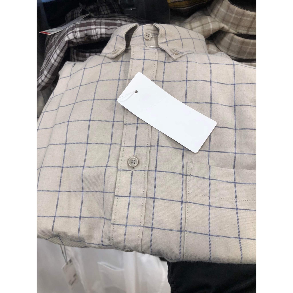 Áo Sơ Mi kẻ caro Uniqlo, Áo sơ mi Uniqlo Vải Flanel Kẻ Caro Dài Tay