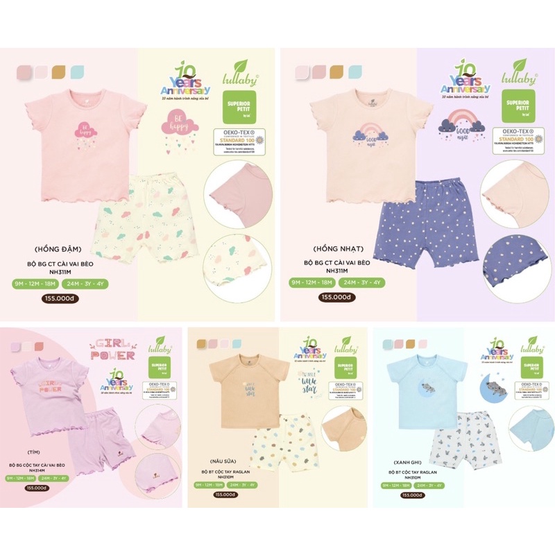 Bộ Bé Gái bèo, Raglan Bé Trai chất liệu Petit (Sz 9m-4y)