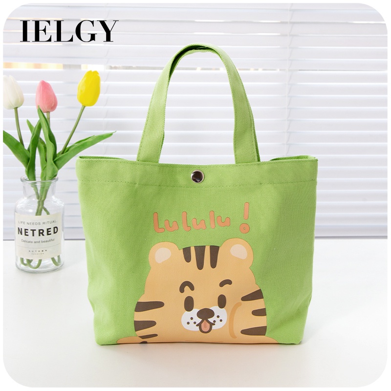 Túi Vải canvas In Họa Tiết Hoạt Hình Dễ Thương Dùng Đựng Cơm Trưa Tiện Dụng
