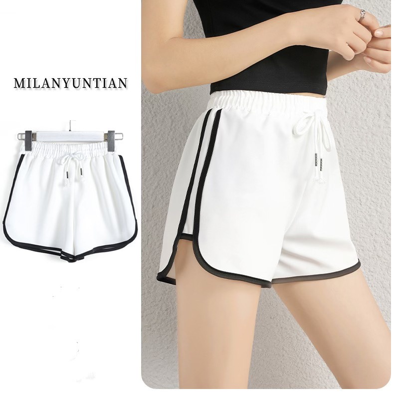 [Mã FAMARAL1 giảm 10K đơn 50K]Quần Đùi ngủ nữ Mặc ở nhà sọc trắng thể thao có dây 287 chất mềm mại