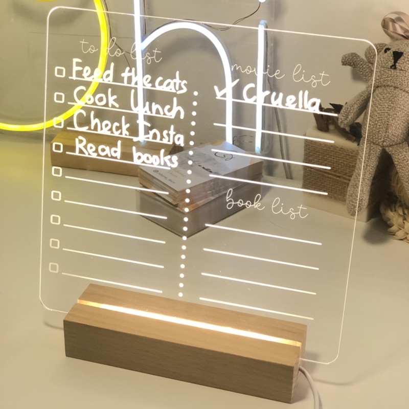 Bảng Ghi Chú Đèn LED Phát Sáng, Đèn Ngủ Để Bàn - 3 Mẫu Mã Chihome Decor