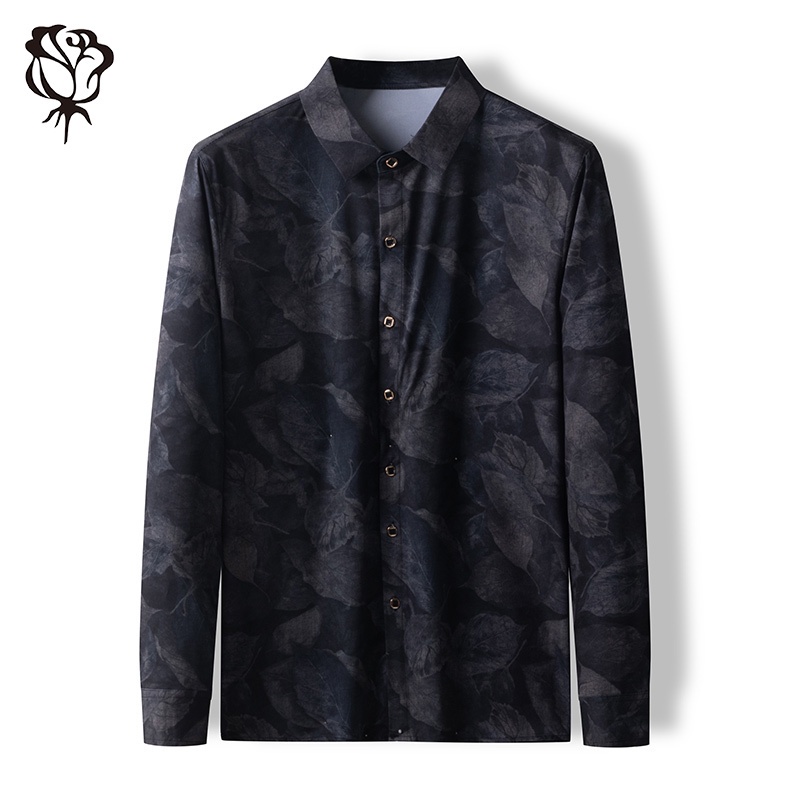 Áo Sơ Mi Nam Dài Tay in Hoa Thời Thượng Áo Sơ Mi in Kỹ Thuật Số Mỏng Trẻ Trung Và Trung Niên Áo Mỏng Thường Ngày