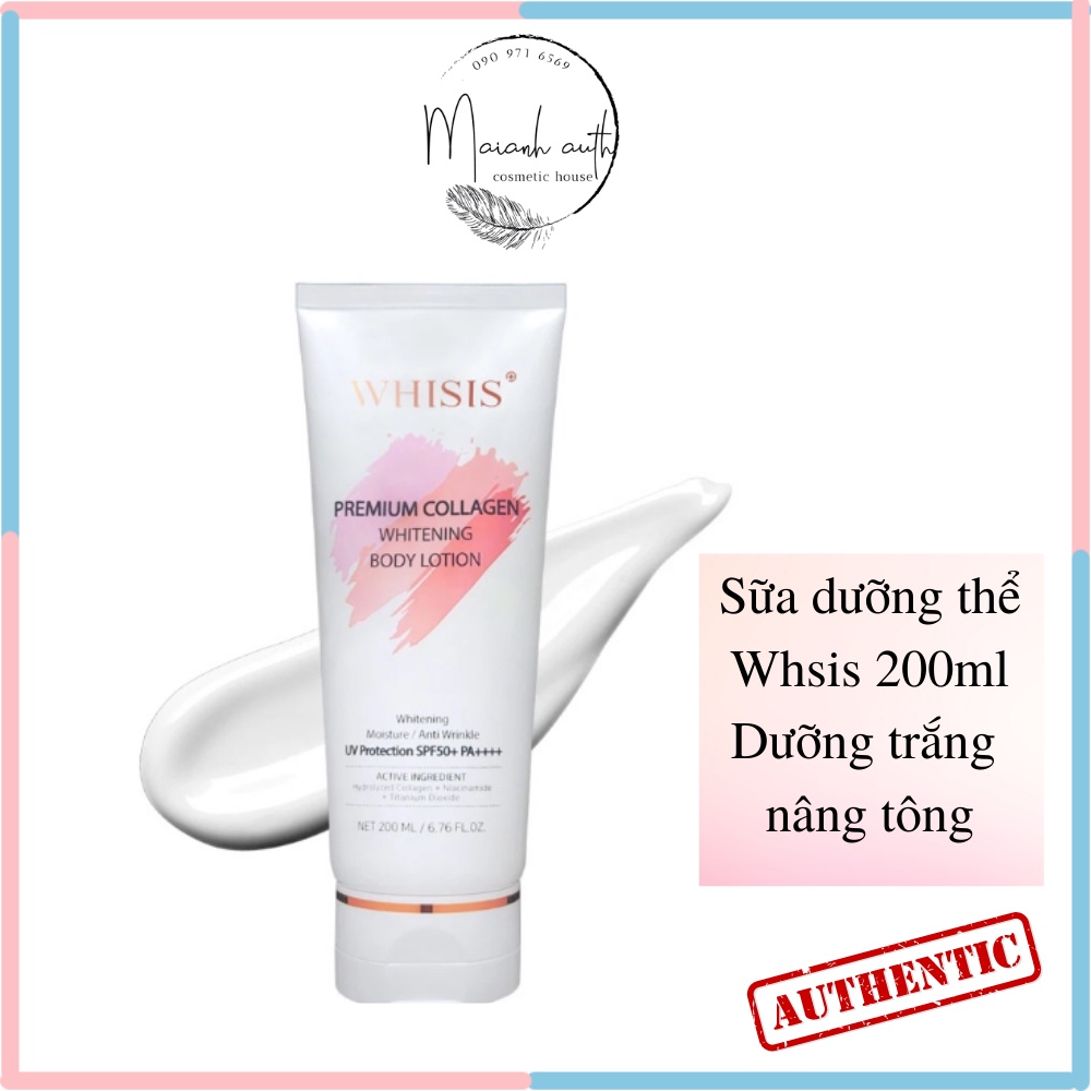 Whisis Kem dưỡng thể trắng da nâng tone chống nắng Whisis Premium Collagen