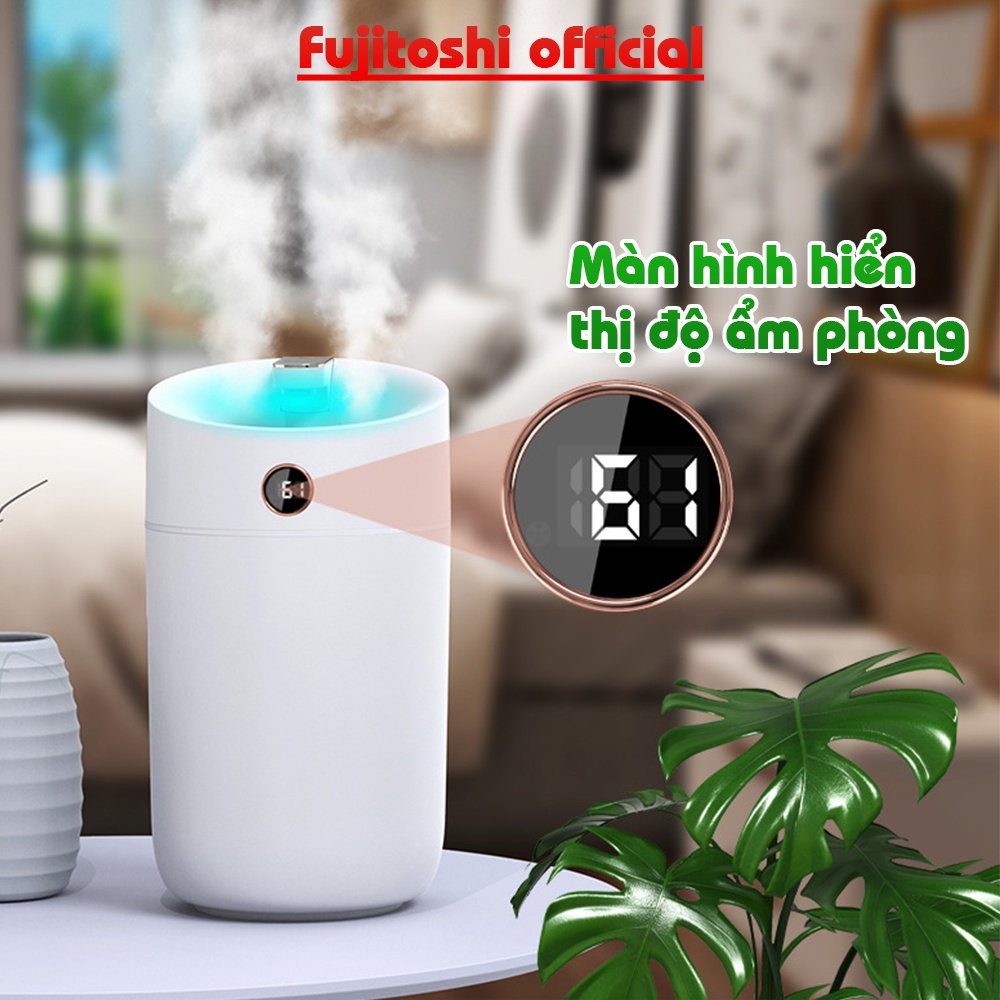 Máy Phun Sương Fujitoshi HumidifierX12 Có màn hình hiển thị độ ẩm phòng Hiệu ứng Led Rbd tạo ẩm