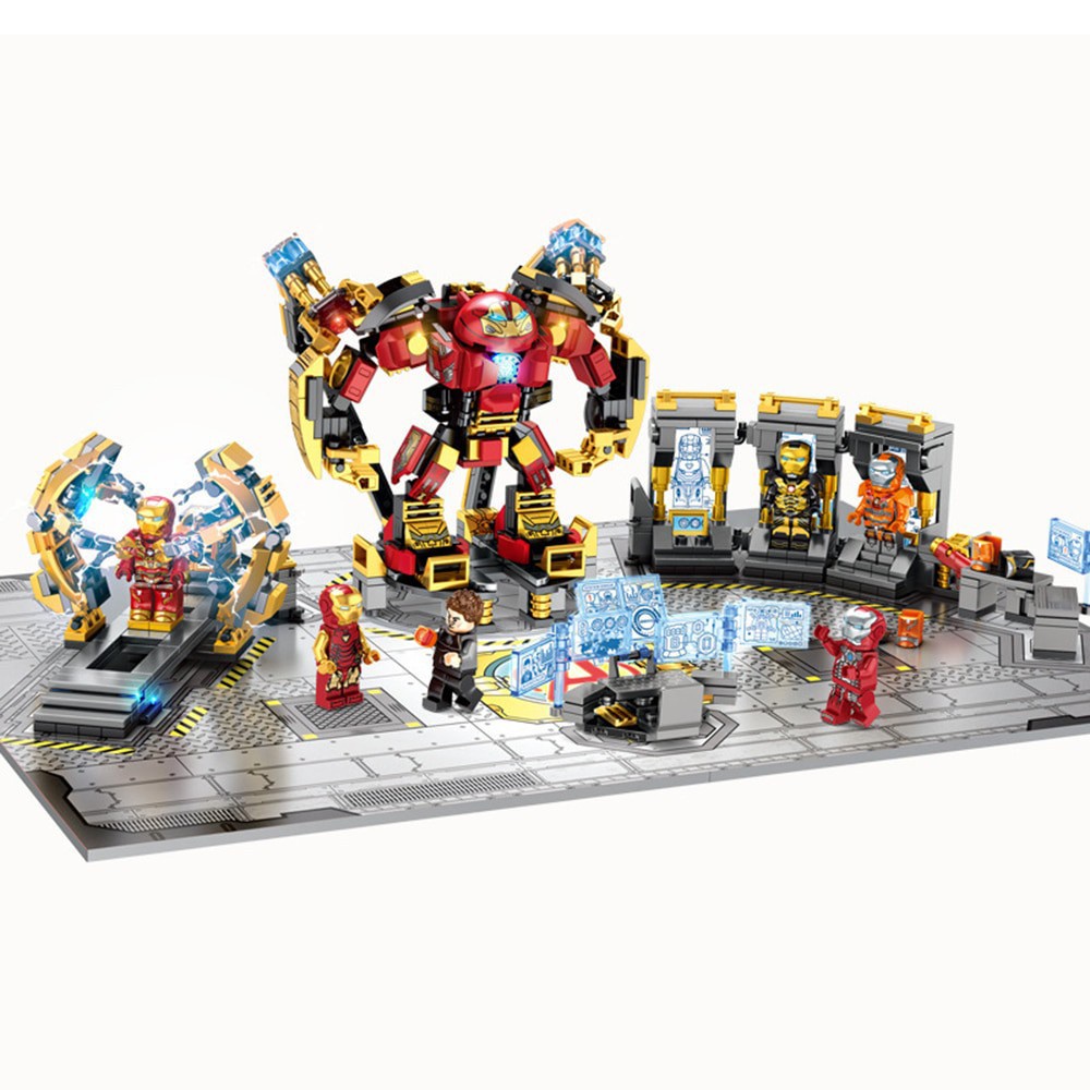 Bộ đồ chơi lắp ráp Trạm sửa chữa Super Gnaku Series Super Hero Iroman Lemoshop ,đồ chơi xếp hình người sắt avenger 76016