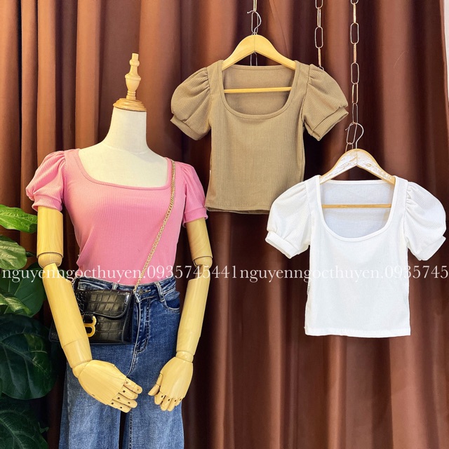 Áo CROPTOP CỔ VUÔNG TAY PHỒNG