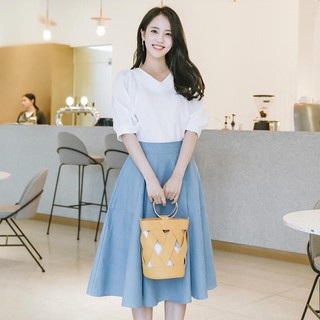 [Hàng Thiết Kế Cao Cấp] SET Áo Sơ Mi Nữ Công Sở Màu Trắng+Chân Váy 2 LỚP, Vải Xô Đũi Nhập Khẩu Cao Cấp