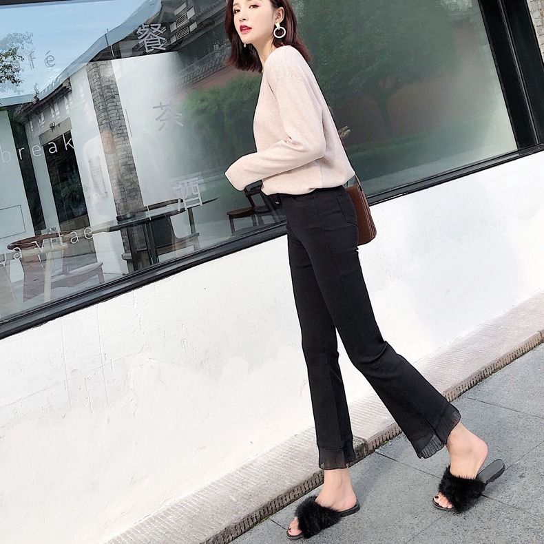 Quần Chiffon Lưng Cao Ống Loe Thời Trang Cá Tính