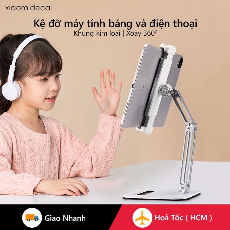Bộ đế giữ máy tính bảng và điện thoại để bàn DUXDUCIS, Kim loại, xoay 360 độ