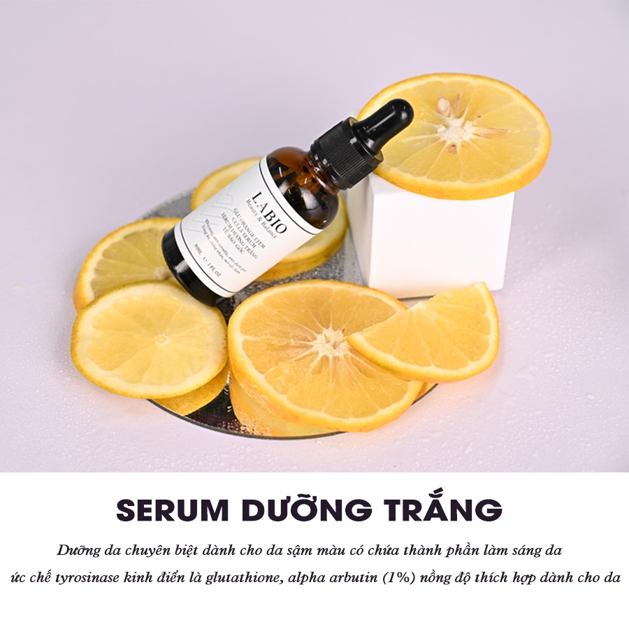 Serum Dưỡng Trắng Tế Bào Gốc LABIO Glutathione 30ml- Dưỡng Trắng Sáng Da, Mờ Thâm Nám Với Alpha Arbutin 1%