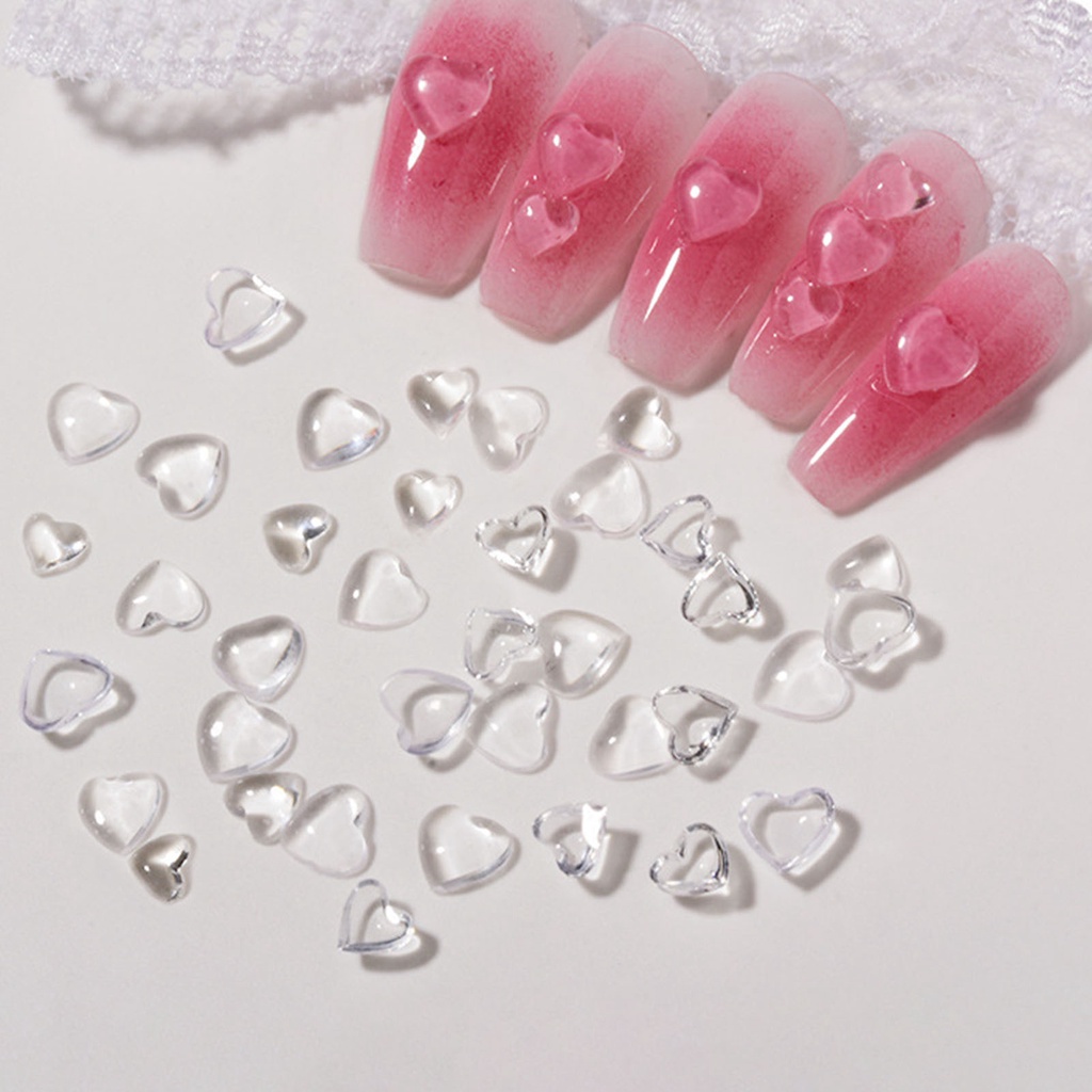 Túi 100 Phụ Kiện Trang Trí Móng Tay 3D Hình Trái Tim DIY