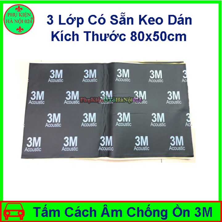 Tấm cách âm chống ồn ô tô 3M 3 lớp 80x50cm có sẵn keo dán (màu đen)