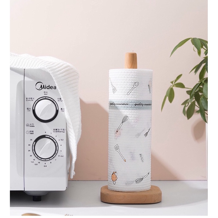 Giá cắm cuộn giấy vệ sinh, khăn giấy lau bếp bằng gỗ sang trọng - Đế cắm cuộn giấy bằng gỗ cao su cao cấp decor bàn ăn