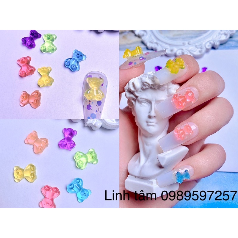 charm gấu kute trang trí móng đủ size