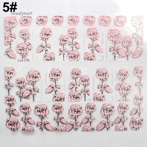 [Hàng mới về] Sticker trang trí móng nghệ thuật hình hoa chạm nổi đẹp mắt