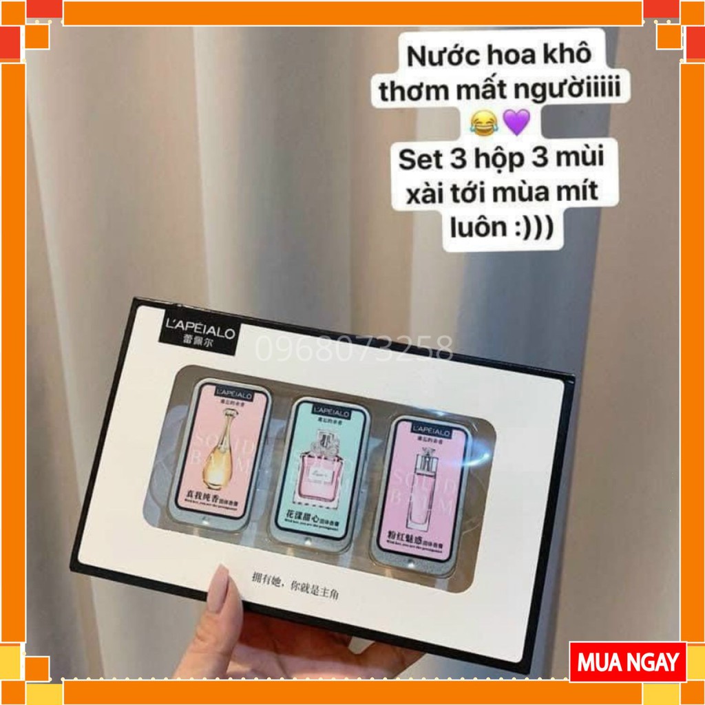 Nước Hoa Sáp Cao Cấp LAPEIALO (Set 3) Hàng Nội Địa Trung Cực Xịn, Cực Thơm - Nước Hoa Khô