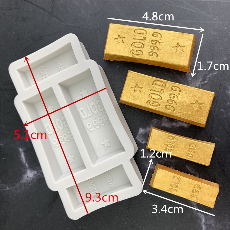 Khuôn Silicone Làm Bánh Tạo Hình Khối Gạch Vàng Độc Đáo Đẹp Mắt
