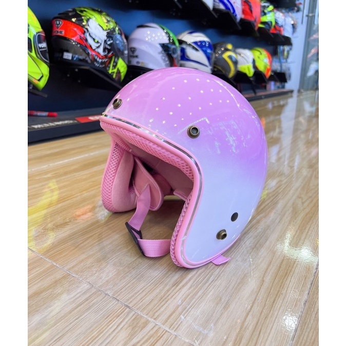 Mũ Bảo Hiểm Nón Bảo Hiểm 3/4 Mỏ Lót  Nâu Trùm Đầu Chạy Xe Moto Tặng Kèm Lưỡi Trai Tre Nắng