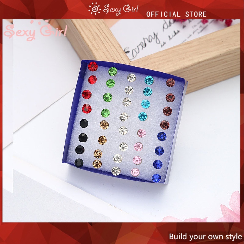 Bộ 20 Cặp Khuyên Tai Nhựa Đính Đá Nhiều Màu Sắc Đơn Giản