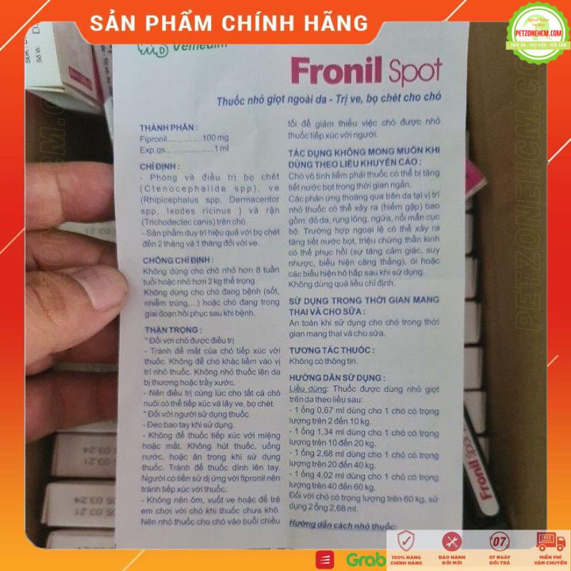 Nhỏ gáy trị ve cho chó 2 - 10kg ⚜ FREESHIP ⚜ Ống Nhỏ Gáy Fronil Spot 1ml diệt ve rận bọ chét [GIAO HÀNG NHANH]