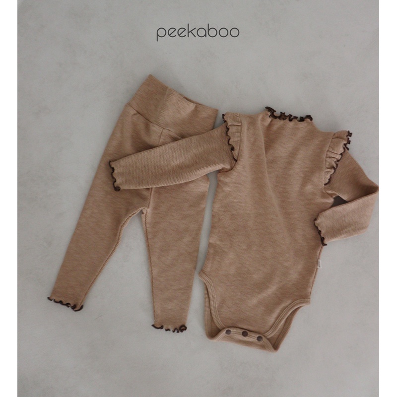 (Chính hãng) Bộ suit dài tay cánh tiên kèm quần cạp5cm cotton gân thu đông Sharon PEEKABOO made in Korea bé gái bánh bèo