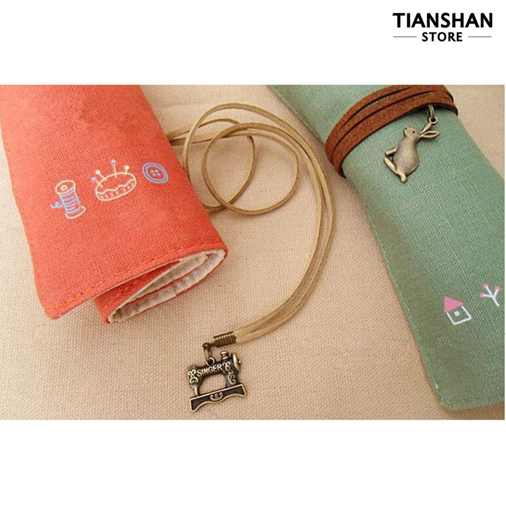 Túi bút chì vải canvas dạng cuộn xinh xắn