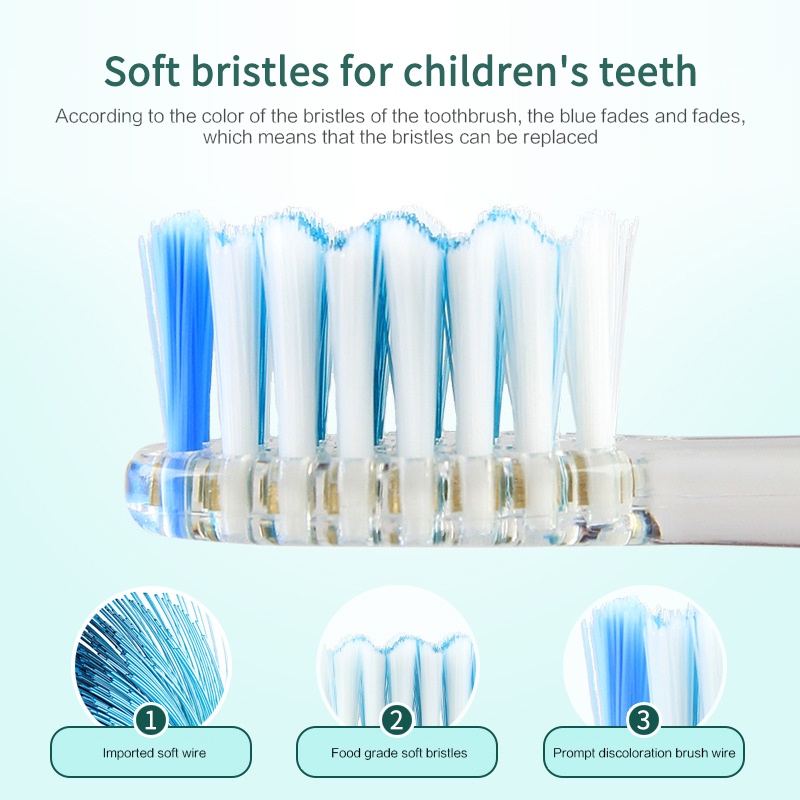 Seago Trẻ Em Âm Bàn Chải Đánh Răng Điện Cho 3-12 Lứa Tuổi Pin Đèn LED Âm Bàn Chải Tập Đánh Răng Hẹn Giờ Thông Minh Với 3 Thay Thế đầu Bàn Chải LELE