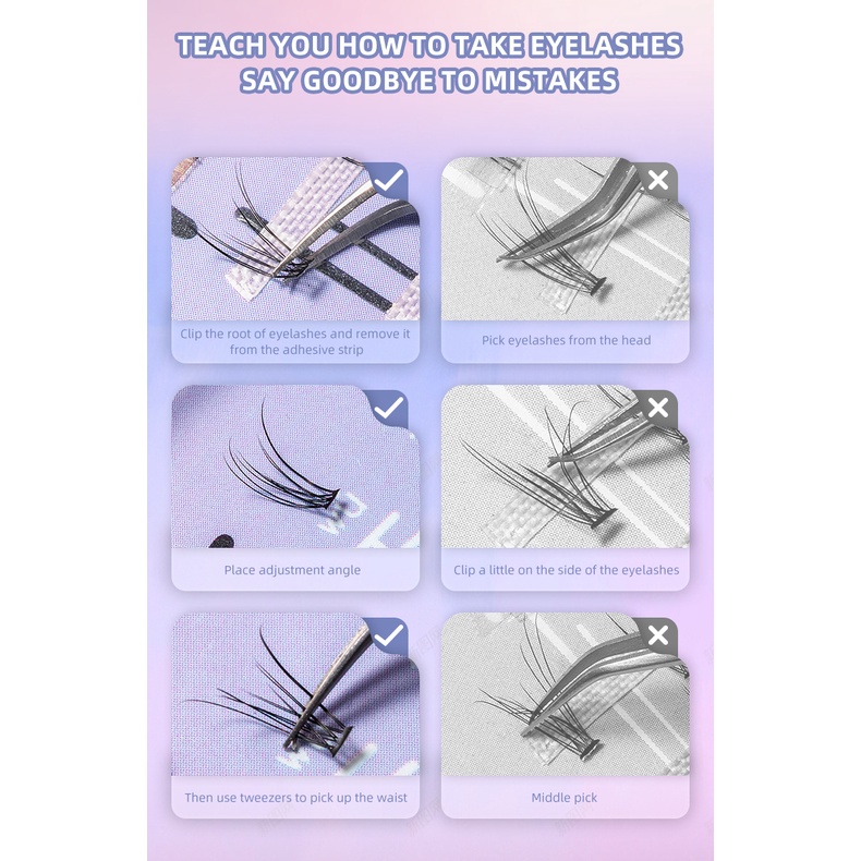 Set 120/ 200 cụm lông mi giả UKISS 9mm 10mm 11mm tự trang điểm chuyên nghiệp