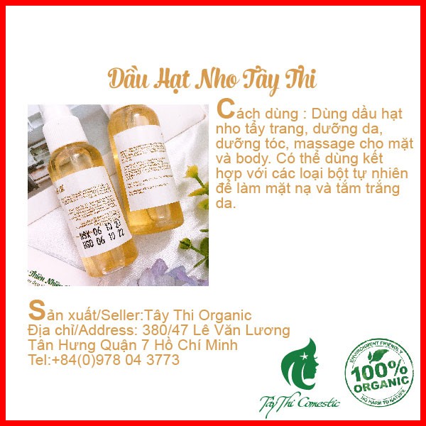 Dầu Hạt Nho Tây Thi Chai 30ml Nguyên Chất 100%