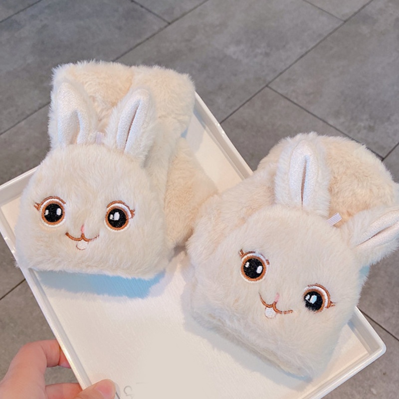 Găng Tay Lông Thỏ Hở Ngón Giữ Ấm Mùa Đông