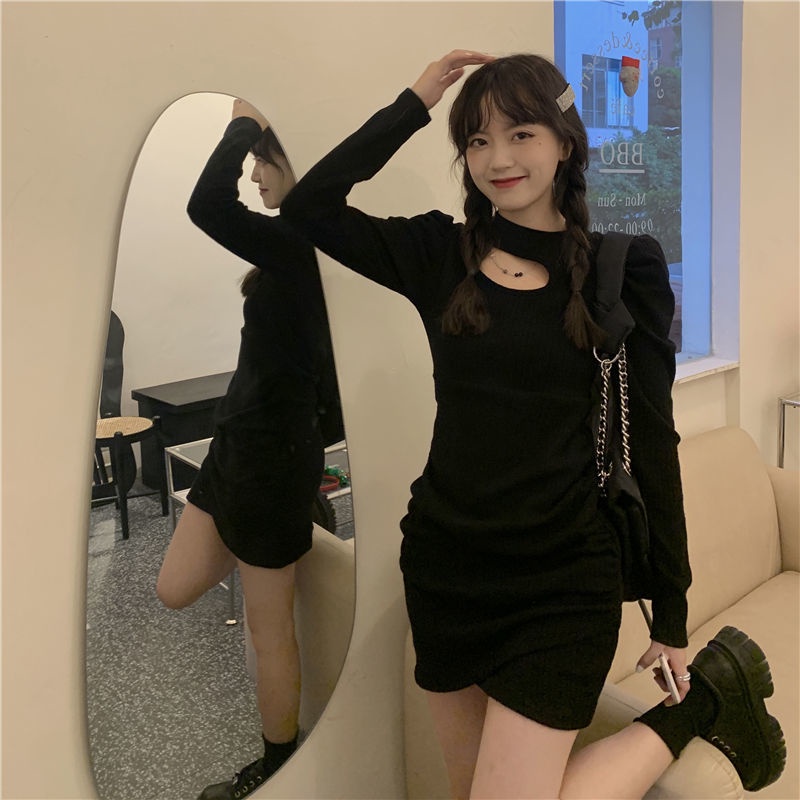 váy nữ váy tiểu thư sang chảnh vintage đầm dạ hội tiểu thư sang chảnh váy body sexy đi tiệc váy chữ a ngắn cá tính đen đầm tay dài