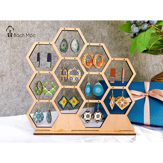 Sỉ 100 đôi khuyên tai gỗ họa thiết thổ cẩm