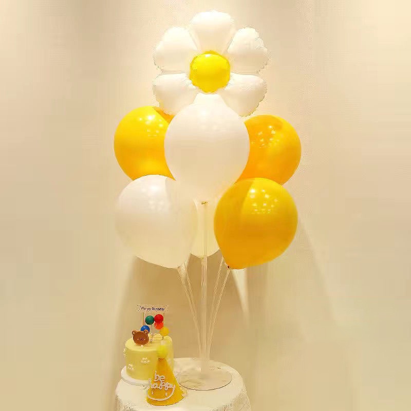 Set trang trí sinh nhật handmead tại nhà, Bộ bóng trang trí sinh nhật hình hoa cúc mặt cười cho bé