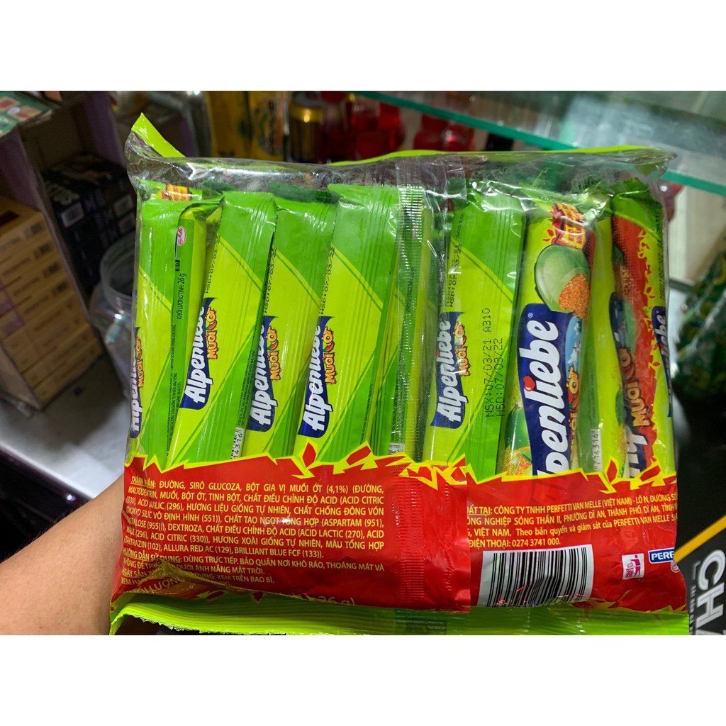 Kẹo muối ớt Alpenliepe hương xoài nhân muối ớt thỏi x 26g