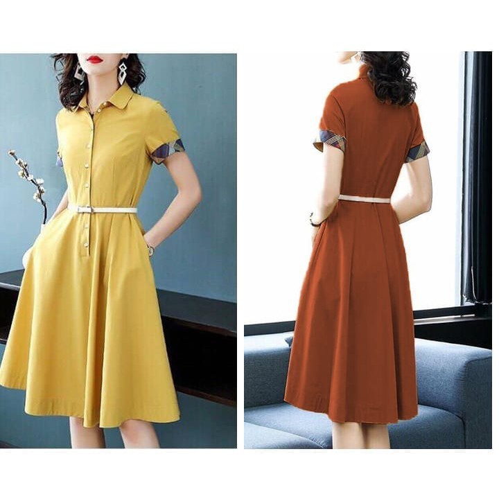 Đầm Váy Nữ Sơ Mi Xòe Thắt Lưng - QA0045 | BigBuy360 - bigbuy360.vn