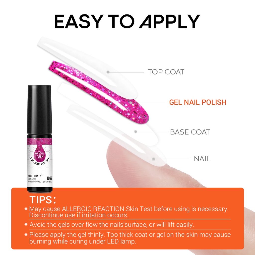 Sơn gel móng tay MODELONES 5ml 40 màu tùy chọn