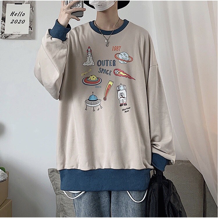 Áo sweater unisex form rộng 1987 nam nữ phong cách ulzzang Wind thu đông