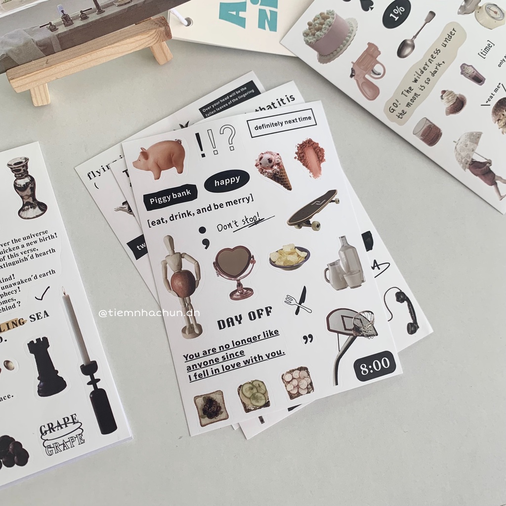 SET 2 TẤM STICKE KOREAN BEAR PINK STYLE trang trí journal (ảnh thật) - Tiệm nhà Chun