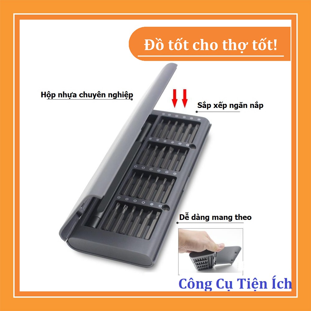 Bộ tua vít siêu cứng 25 món có hộp nhựa tiện lợi - mở được tất cả các loại điện thoại, ipad, máy tính, đồng hồ...