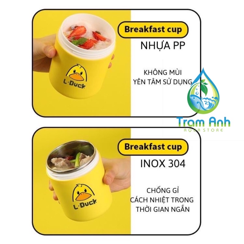 Bình ủ cháo bé vịt vàng - bình giữ nhiệt thực phẩm - tiện lợi nhỏ gọn