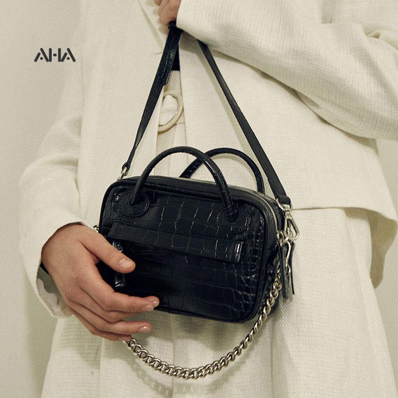 Túi xách AHA official họa tiết da cá sấu phối dây xích thời trang cho nữ