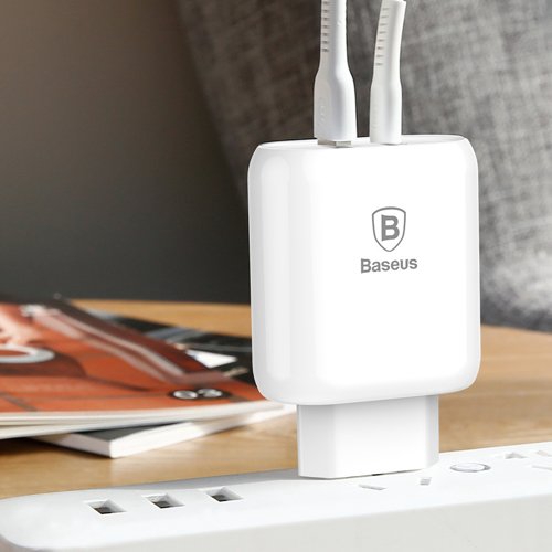 Củ Sạc Nhanh 2 Cổng 1 Type C Q3.0 32w Cho Laptop Macbook - Iphone 1 Cổng Usb 1a hãng Tặng 1 Cáp Baseus