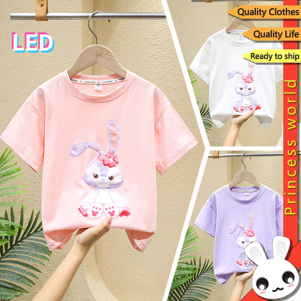 Áo Thun Cotton Ngắn Tay In Họa Tiết Hoạt Hình Có Đèn LED Thời Trang Mùa Hè Cho Mẹ Và Bé