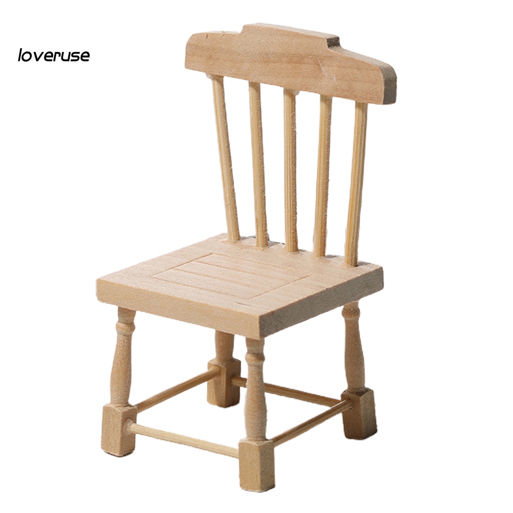 Mô hình ghế gỗ mini tỉ lệ 1/12 cho nhà búp bê